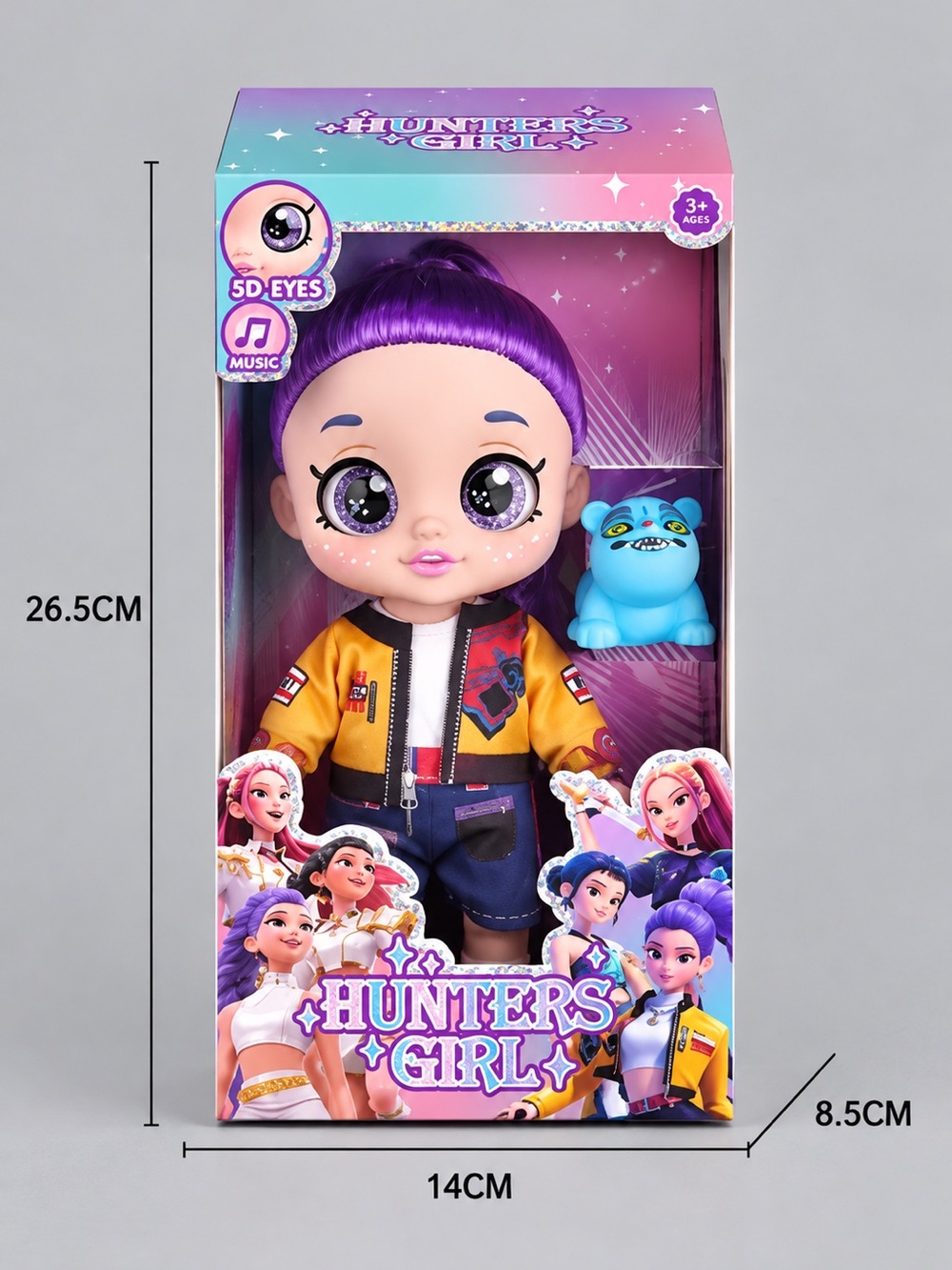 KPOP Demon Hunters Rumi Singing Doll – Music 5D Eyes Purple Hair Boxed Figure - Picture 3 of 11